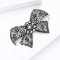 Gunmetal Crystal Bow Brooch with Openwork Ribbon Loops view 3