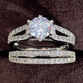 Silver Tone Round Crystal Four Piece Ring Set Jewelry view 3
