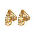 Gold Tone Filigree Folded Drop Stud Earrings Fashion Jewelry view 5