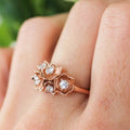 Rose Gold Multi Flower Cluster Clear CZ Accent Ring view 3