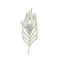 Crystal Feather Leaf Brooch for Jackets Scarves and Coats view 1