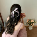 Satin Ribbon Bow Duckbill Clip With Pearl Blooms 4 Colors view 2