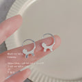 Silver Tone Small Elephant Charm Round Huggie Hoop Earrings view 4