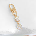 Enamel Butterfly Initial Letter Charm Keychain in White and Pink view 12