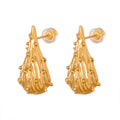 Irregular Teardrop Stud Earrings Textured Organic Gold Steel view 5