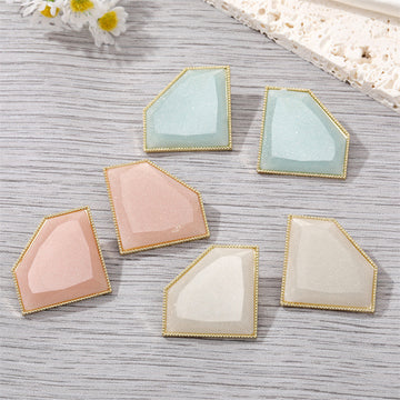 Gold Tone Faceted Irregular Resin Stud Earrings in Three Colors