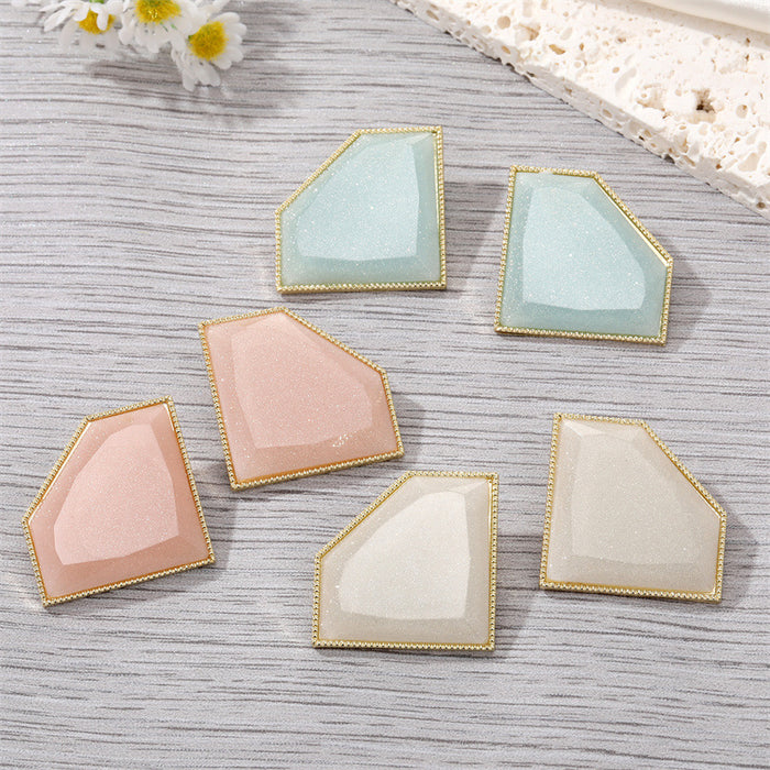 Gold Tone Faceted Irregular Resin Stud Earrings in Three Colors