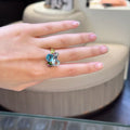 Gold Tone Blue Aqua Crystal Cluster Open Finger Ring view 2
