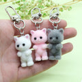 Flocked Standing Cat Clip Keychains in Three Colors view 5