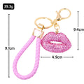 Rhinestone Lips Keychain Braided Cord Options Multi Colors view 4