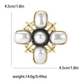 Baroque Cross Pearl Brooch Black Rhinestone Halo Metal Pin view 4