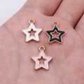 Gold Tone Open Star Enamel Charms in Three Color Options view 1
