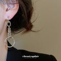 Asymmetric Silver Tone Chain and Ring Drop Earrings view 3