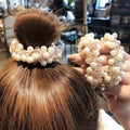 Crystal and Faux Pearl Spiral Hair Ties in Twelve Colorways view 2
