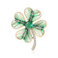 Striped Enamel Four Leaf Clover Brooch in Three Colors view 2