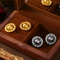Twisted Rope Circle Stud Earrings Center Ball Finish view 2