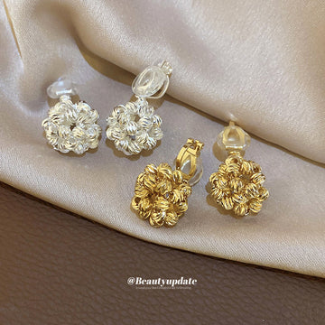 Rose Cluster Clip On Earrings In Two Metallic Tones