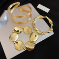 Metal 3-Piece Open Cuff Disc Twist Bracelet Set 2 Colors view 6