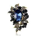 Antique Leaf Cluster Brooch With Large Oval Crystal in Four Colors view 5