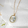 Gold Irregular Frame Dried Flower Resin Pendant Necklaces view 6