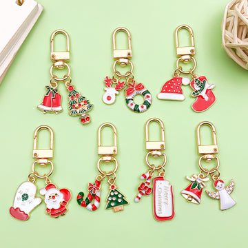 Christmas Charm Keychains Featuring Santa Across 45 Pictured Variations