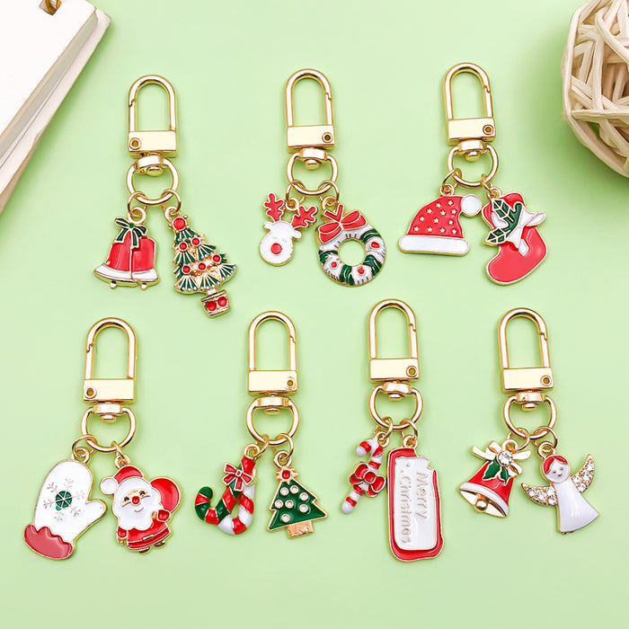Christmas Charm Keychains Featuring Santa Across 45 Pictured Variations