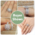 Square Cluster Halo Two-Ring Set In Polished Silver Tone view 2