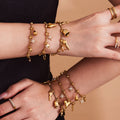 Gold Stainless Steel Bead Charm Bracelets Heart Star Bell Drop view 2