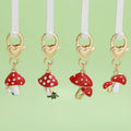 Four-Piece Mushroom Keychain Sets With Gold-Tone Heart Clasps view 1
