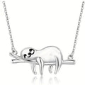 Sloth Branch Pendant Necklace Rose White Gold Metal Alloy view 2