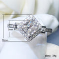 Silver Tone Diamond Halo Crystal Ring with Polished Finish view 4