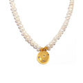 Freshwater Pearl Strand Necklace Gold Disc Star Pendant view 5