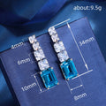 Silver-Tone Long Square Drop Earrings with Yellow or Blue Stone view 4