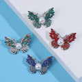 Silver Rhinestone Butterfly Pearl Brooch Four Colors view 3