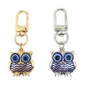 Gold and Silver Tone Blue Evil Eye Owl Clip Keychains view 2