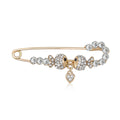 Crystal Twin Fish Safety Pin Brooch in Gold or Silver Tone view 1