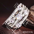 Silver Tone Multi Band Cross CZ Statement Cocktail Ring view 4