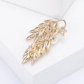 Crystal Leaf Spray Brooch Pin in Blue or Champagne view 4