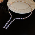 Silver Teardrop Crystal Open Choker Dual Drop Ends view 6