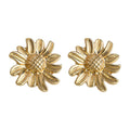 Gold-Tone Textured Sunflower Daisy Flower Stud Earrings view 5