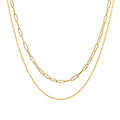 Gold Double Layer Paperclip and Ball Chain Necklace view 5