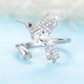 Silver Hummingbird Open Adjustable Ring Colorful Alloy view 7