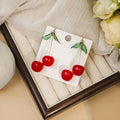 Red and Burgundy Double Cherry Long Clip-On Earrings view 4