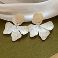 Marbled Resin Flower Statement Earrings In Four Colors view 7