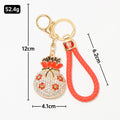 Rhinestone Plum Blossom Lucky Bag Keychain Gold Metal Cord view 3