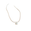 White Beaded Necklace with Blue Enamel Rocking Horse Pendant view 5