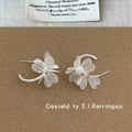 Silver Tone Wire Petal Flower Wraparound Stud Earrings view 3