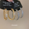 Crystal Textured Hoop Earrings In Silver And Gold Tones view 2