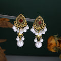Four Color Antique Gold Teardrop Pearl Look Earrings view 2