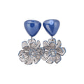 Blue Resin Flower Drop Earrings With Polished Metal Details view 5